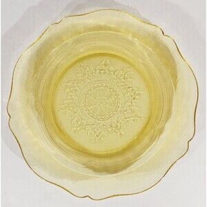Federal Glass Amber Patrician Spoke Yellow Depression 9in Dinner Plate Vtg 1930s